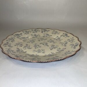 TWO TEMPTATIONS BY TARA FLORAL LACE BLUE SCALLOPED DOT Serving PLATE 15"D